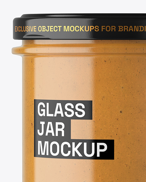 Clear Glass Jar with Peanut Butter Mockup