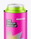 Matte Can Cooler With Matte Metallic Can Mockup