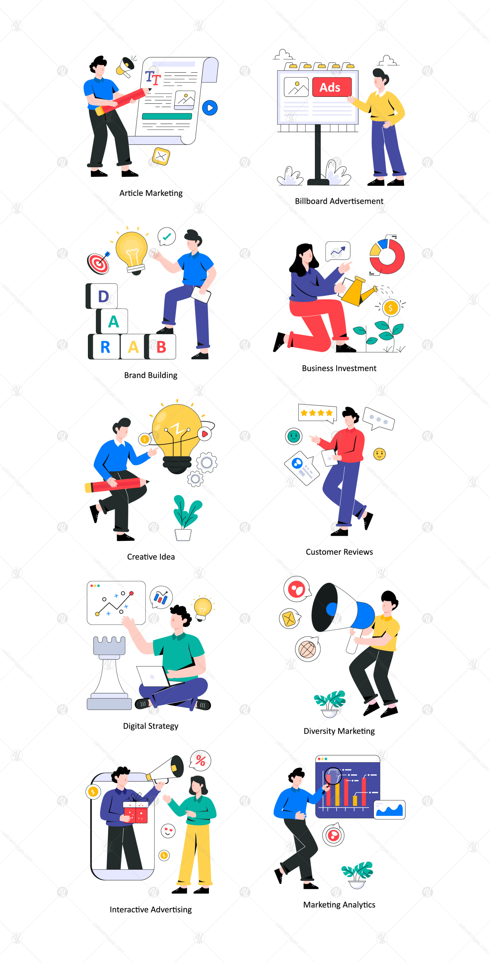 50 Marketing Strategies illustrations