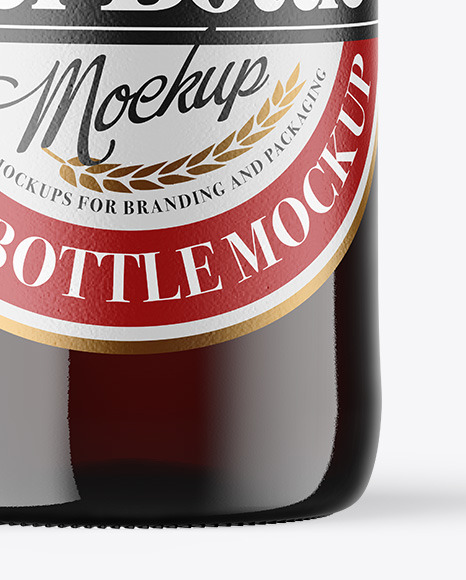Dark Amber Glass Beer Bottle Mockup