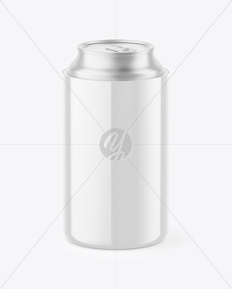 Glossy Can Cooler With Matte Metallic Can Mockup