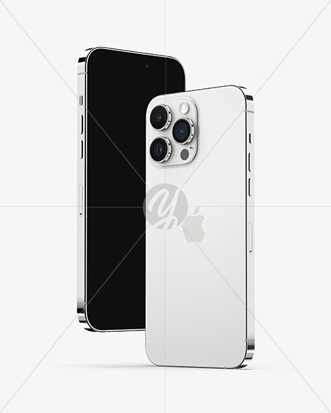 Two iPhone 14 Pro Max Silver Mockup