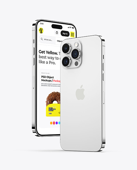 Two iPhone 14 Pro Max Silver Mockup