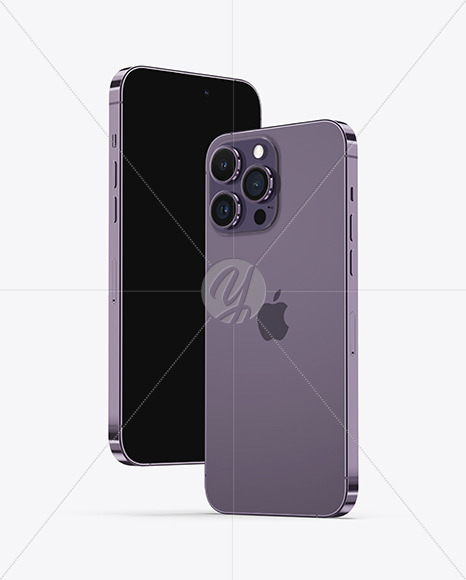 Two iPhone 14 Pro Max Deep Purple Mockup