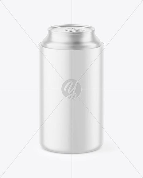 Matte Can Cooler With Matte Metallic Can Mockup