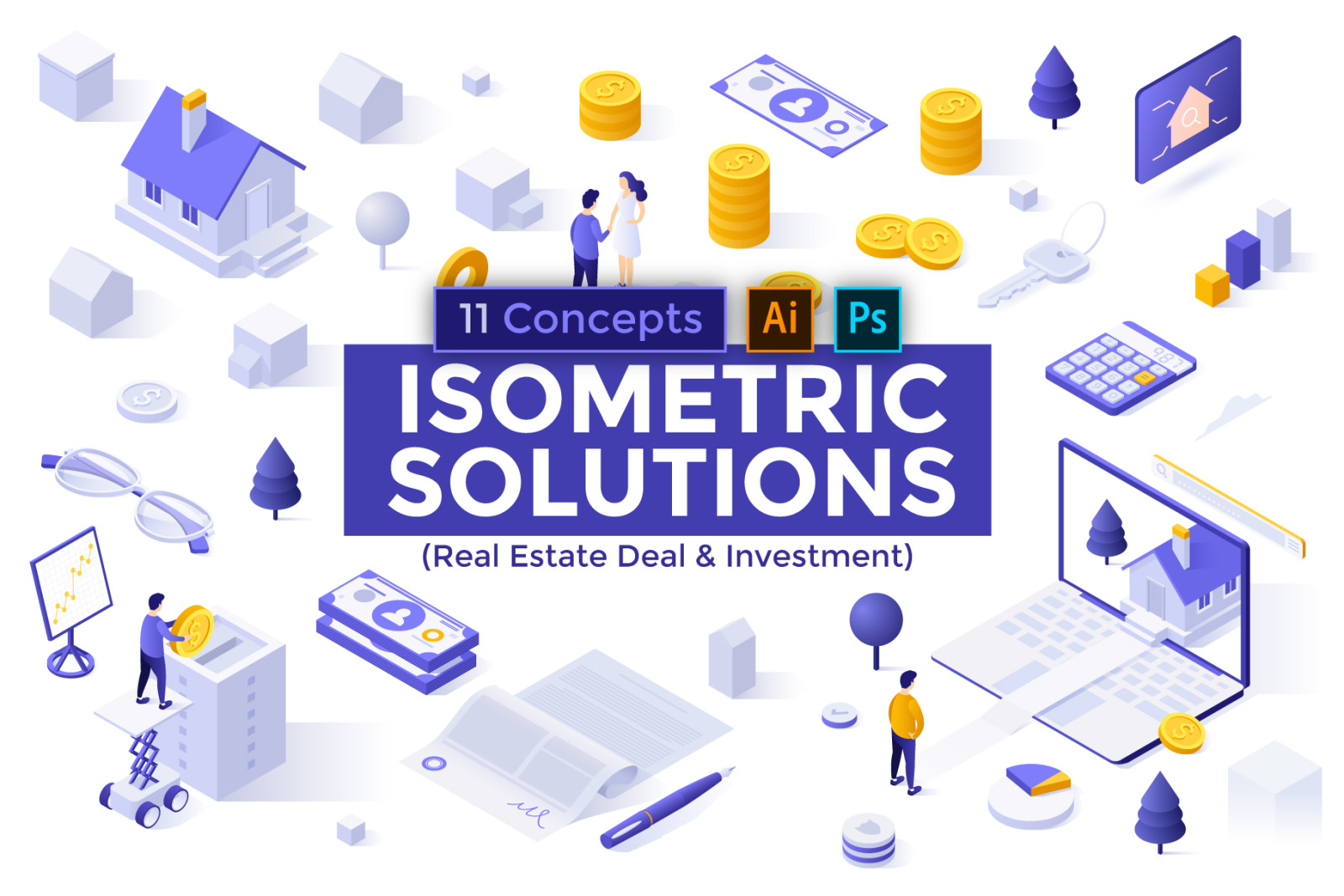 11 Isometric Templates. Real Estate &amp; Investment