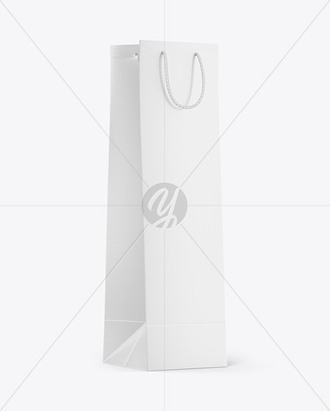 Matte Paper Bag for Bottle w/ Rope Handles Mockup