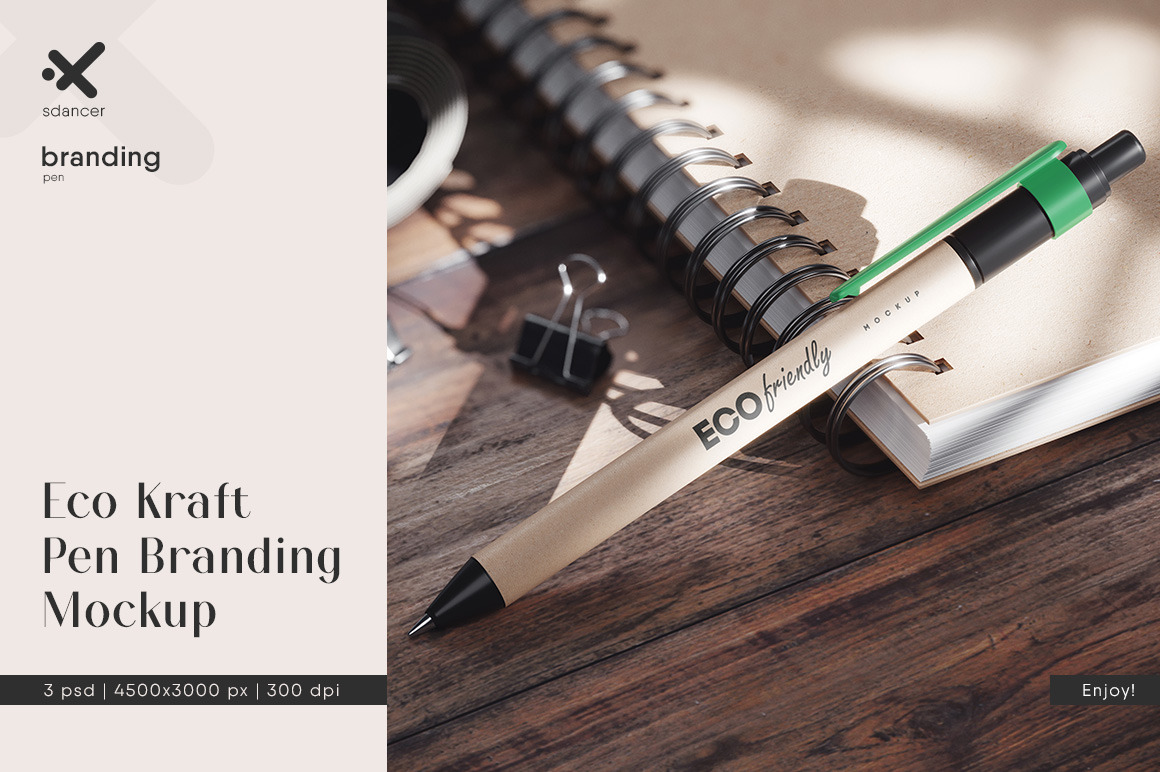 Eco Kraft Pen Branding Mockup Eco Kraft Pen Branding Mockup