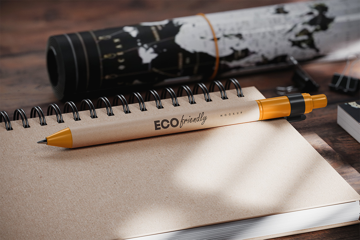 Eco Kraft Pen Branding Mockup