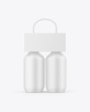Paper Holder W/ Matte Bottles Mockup