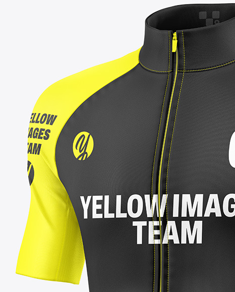 Men's Short Sleeve Cycling Jersey Mockup - Half Side View