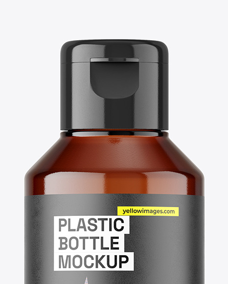 Amber Plastic Bottle Mockup