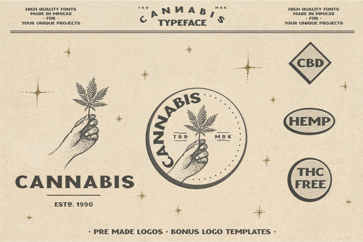 CANNABIS vintage font