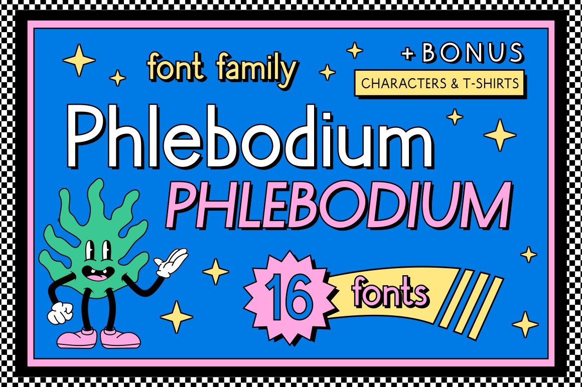 Phlebodium sans serif font 80s 90s