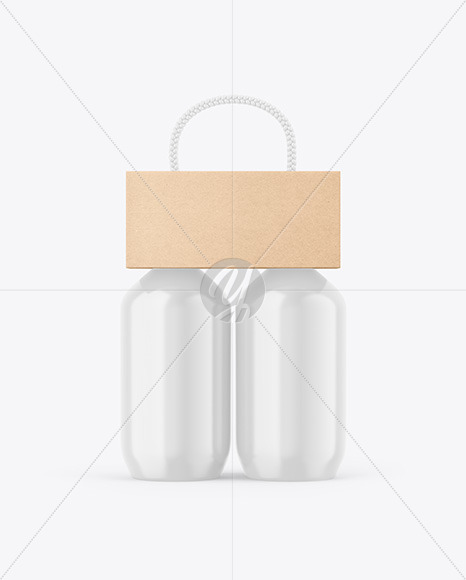 Kraft Holder W/ Glossy Bottles Mockup