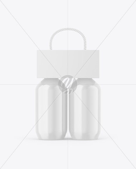 Paper Holder W/ Glossy Bottles Mockup