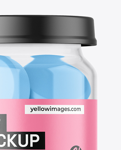 Clear Glass Pills Jar Mockup