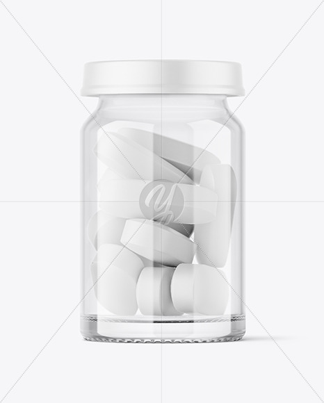 Clear Glass Pills Jar Mockup