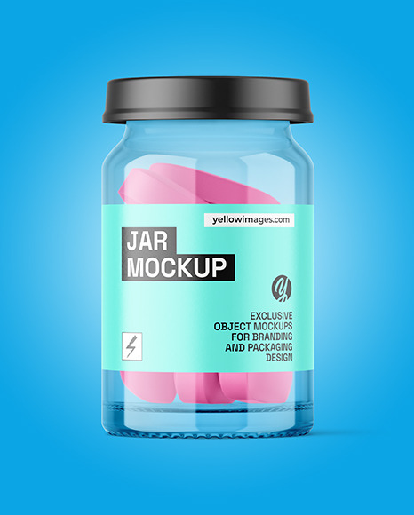 Clear Glass Pills Jar Mockup