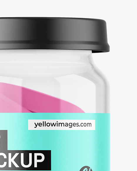 Clear Glass Pills Jar Mockup