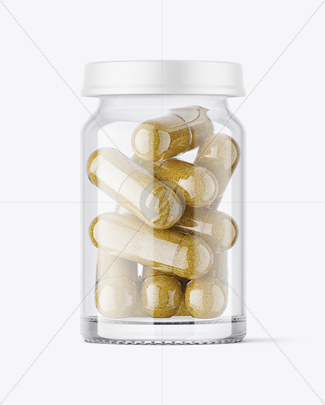 Clear Glass Pills Jar Mockup