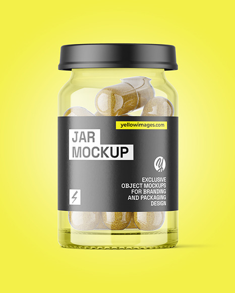 Clear Glass Pills Jar Mockup