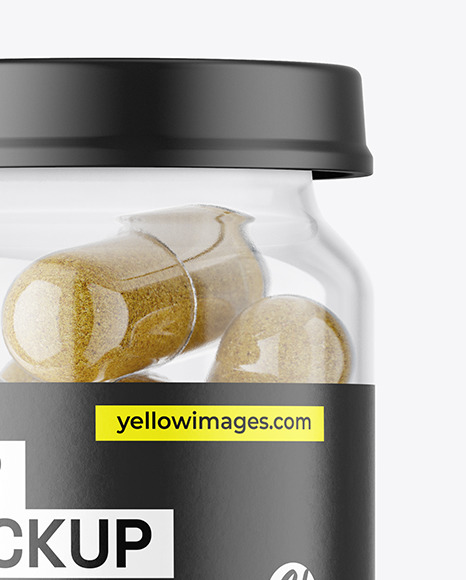 Clear Glass Pills Jar Mockup