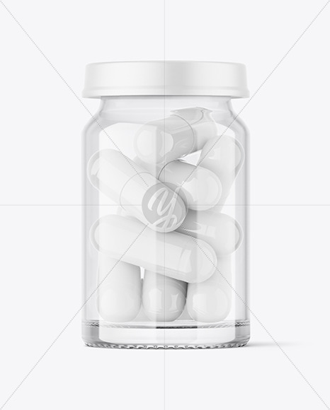 Clear Glass Pills Jar Mockup