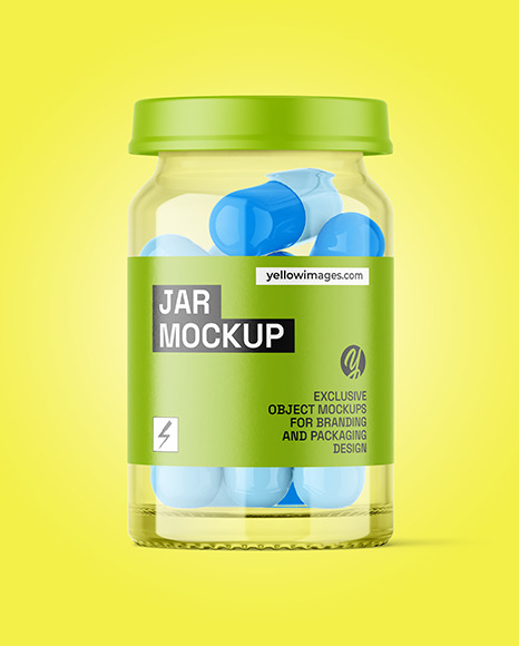 Clear Glass Pills Jar Mockup