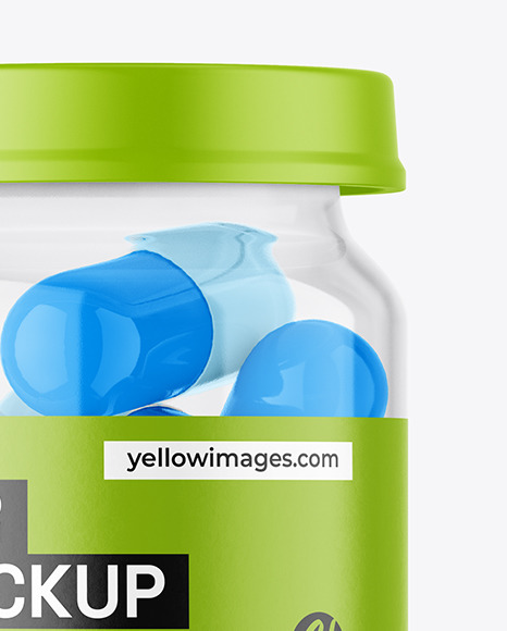 Clear Glass Pills Jar Mockup