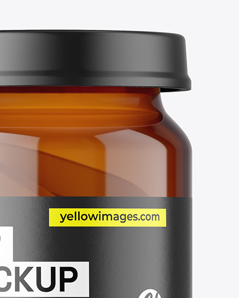 Amber Glass Pills Jar Mockup