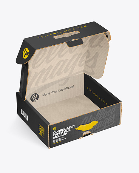 Opened Corrugated Mailing Box Mockup