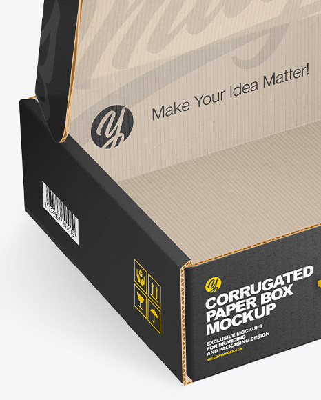 Opened Corrugated Mailing Box Mockup