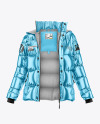 Metallic Woman's Down Jacket Mockup - Front View