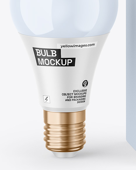 Box W/ Glossy Light Bulb Mockup