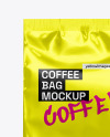 Glossy Metallic Coffee Bag with Cup Mockup