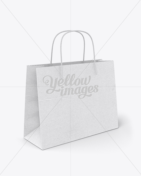 Wide Paper Bag / Half Side View Mockup