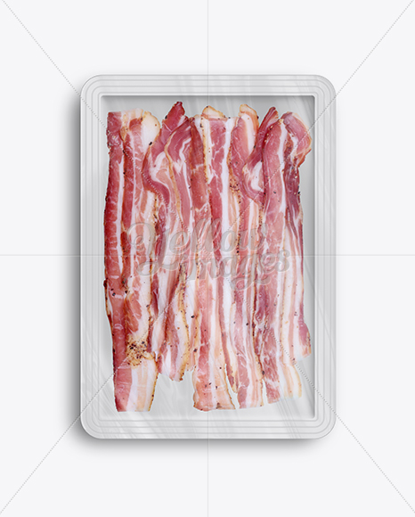 Plastic Tray W/ Sliced Bacon Mockup