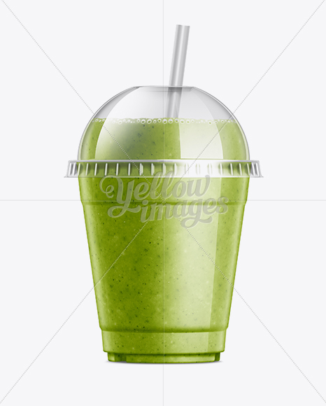 Kiwi Smoothie Cup with Straw Mockup