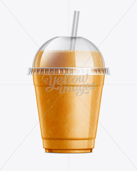 Orange Smoothie Cup with Straw Mockup