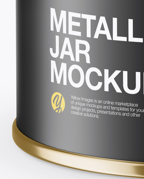 Metallic Storage Jar with Paper Label Mockup (High Angle Shot) Metallic Storage Jar with Paper Label Mockup (High Angle Shot)