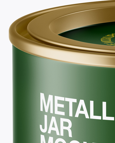 Matte Metallic Storage Jar with Paper Label Mockup (High-Angle Shot)