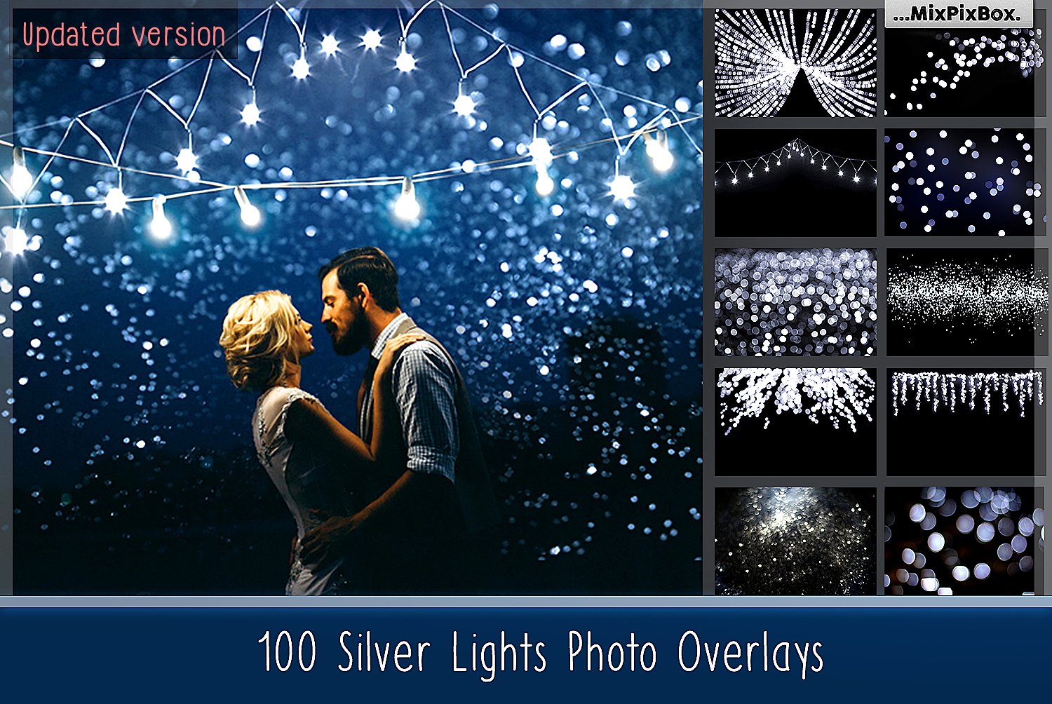 100 Silver Lights Photo Overlays