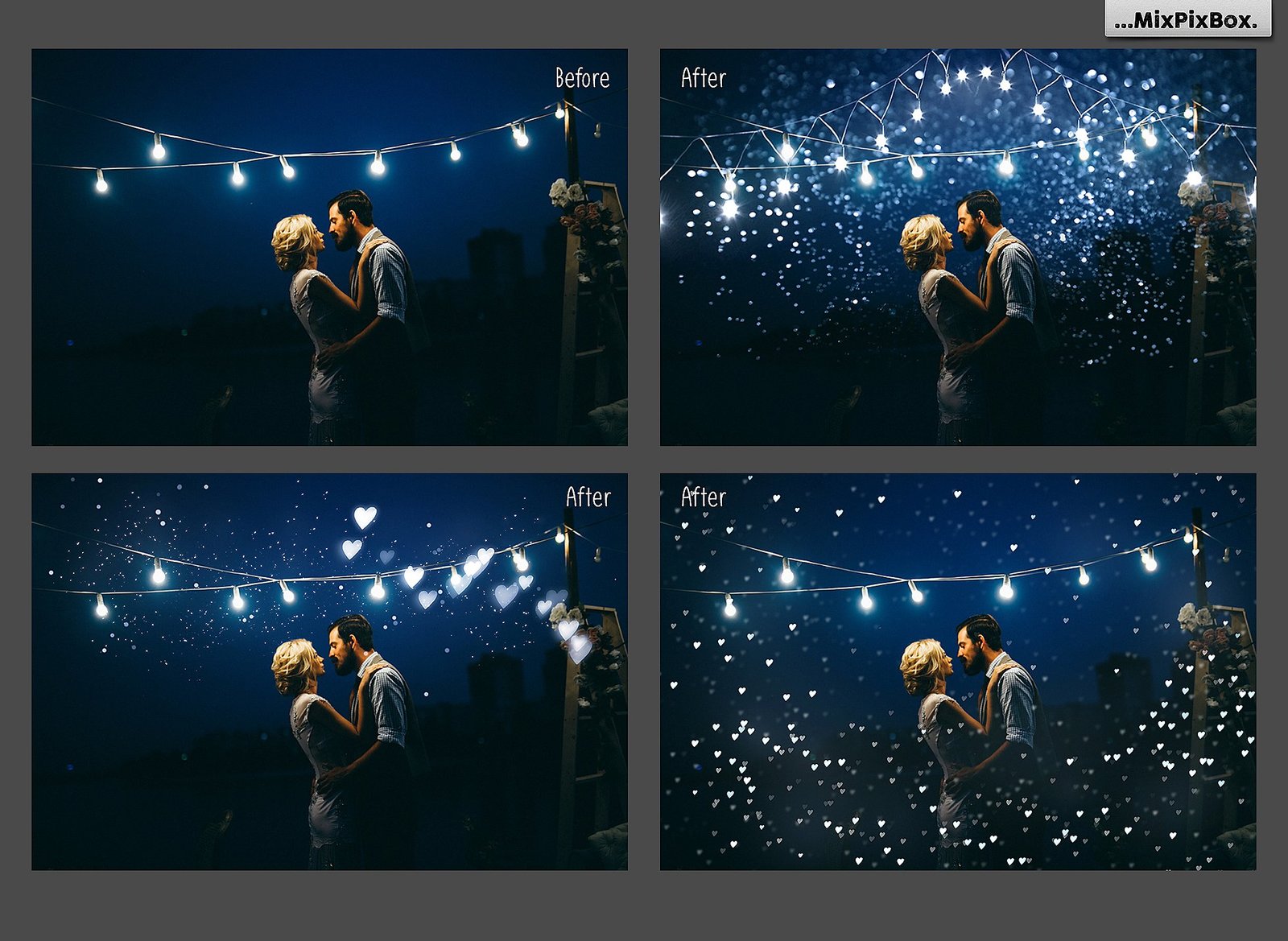 100 Silver Lights Photo Overlays