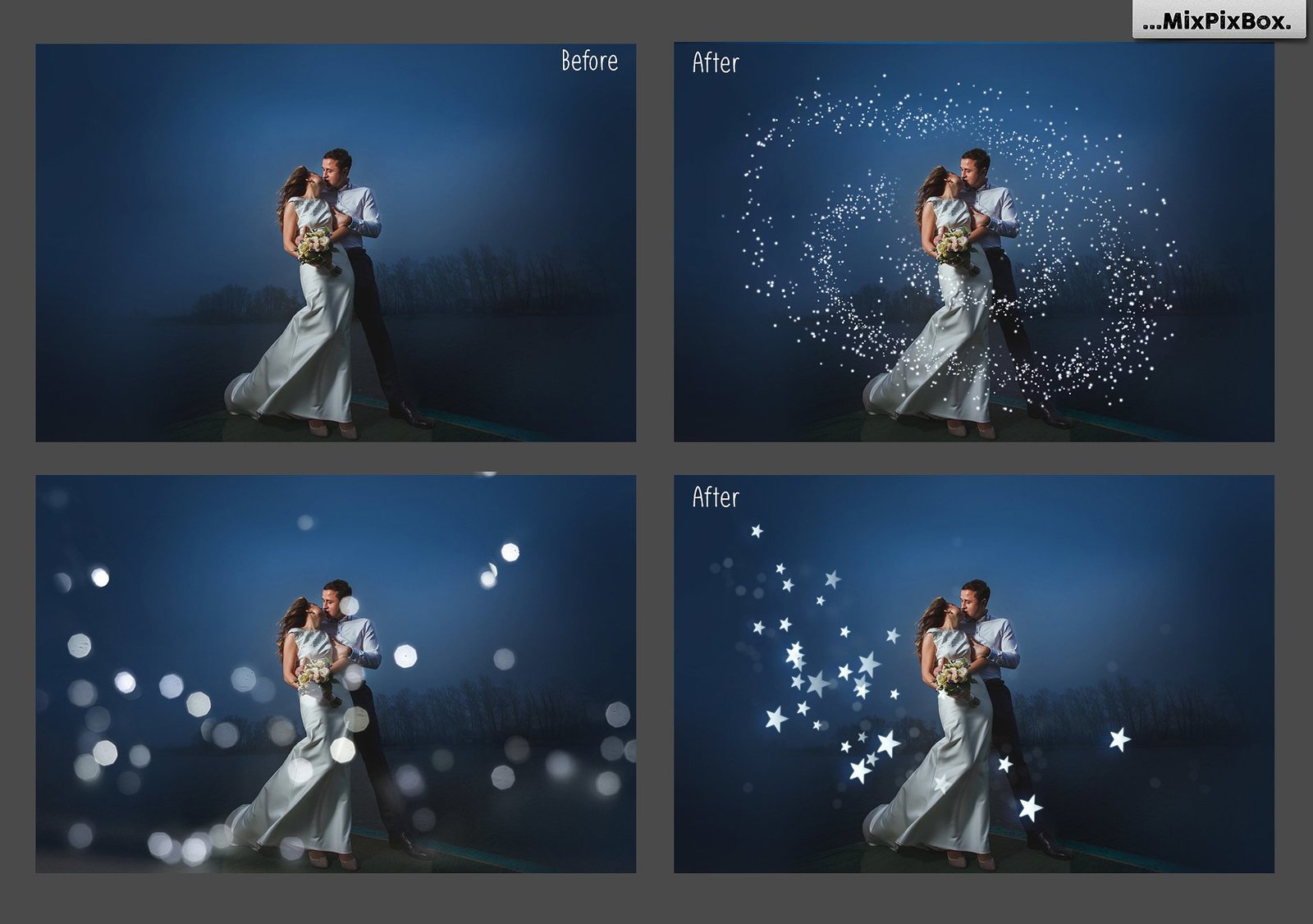 100 Silver Lights Photo Overlays