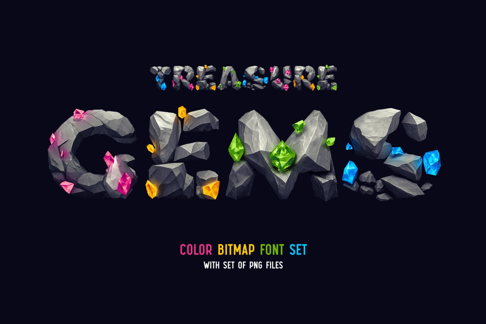 Treasure Gems - Color Bitmap Font Treasure Gems - Color Bitmap Font