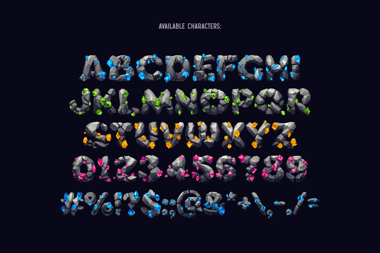 Treasure Gems - Color Bitmap Font Treasure Gems - Color Bitmap Font
