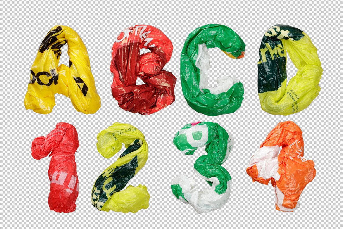 Сolor Plastic Bags Font