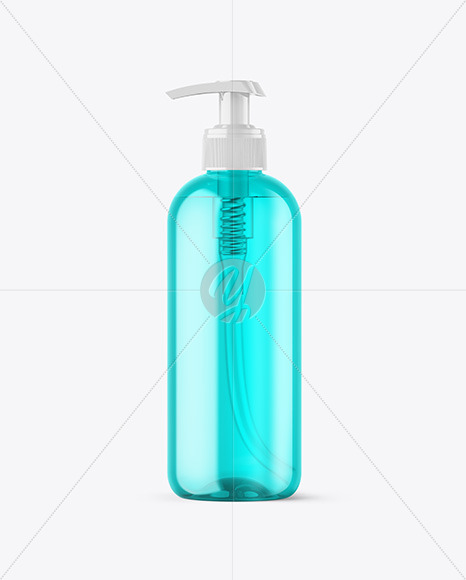 Color Plastic Cosmetic Bottle with Pump Mockup