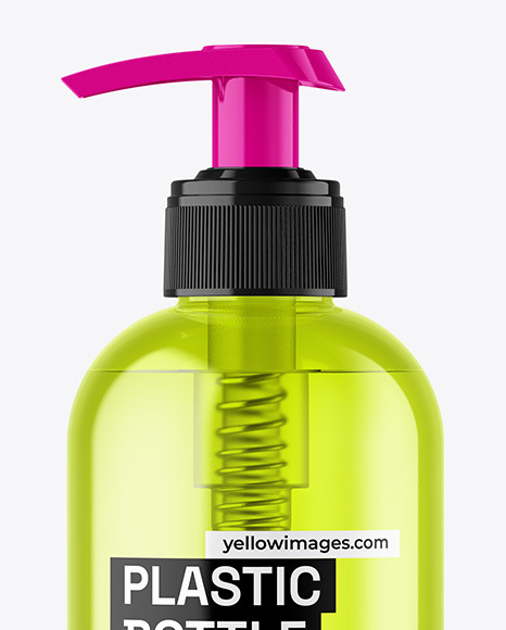 Color Plastic Cosmetic Bottle with Pump Mockup